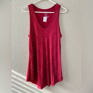 🆕 Maurices Red & Gold 24/7 Vneck Tunic Length Tank | L